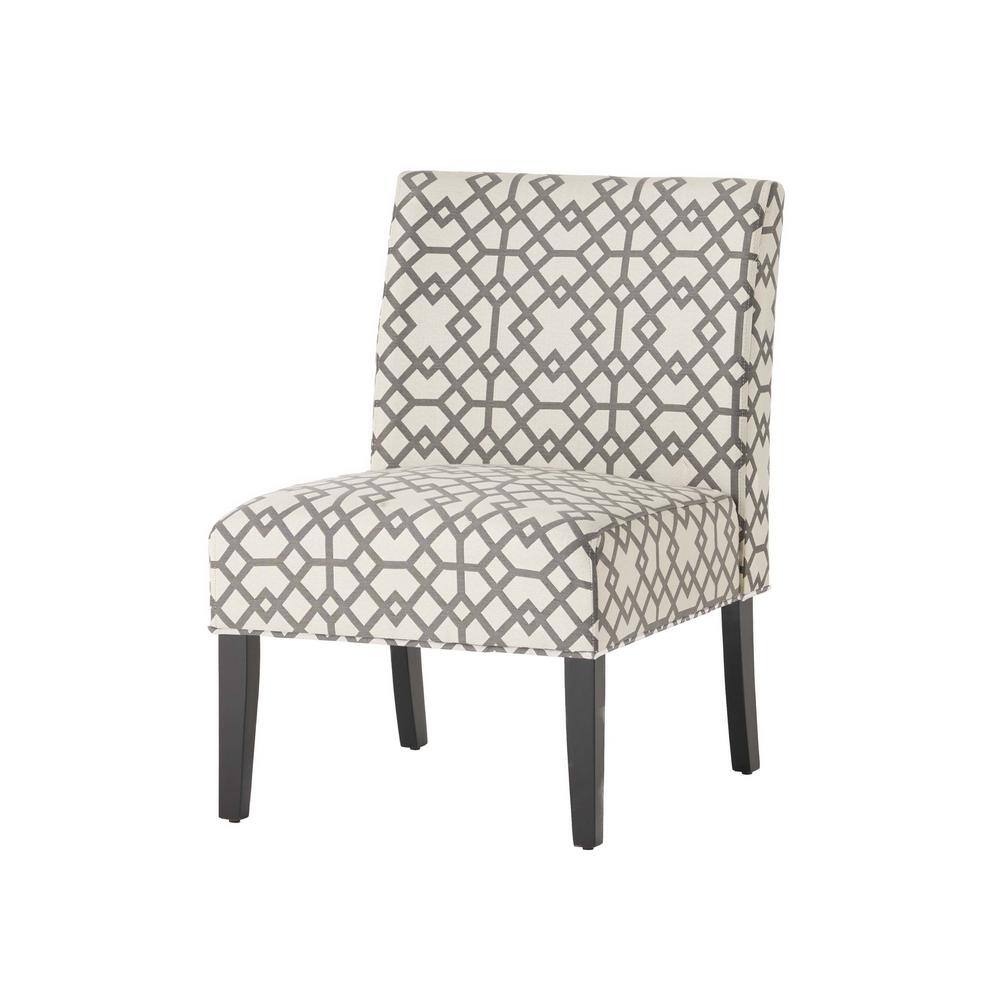 Set of 2 Kassi Gray Fabric Upholstered Wood Slipper Accent Chairs