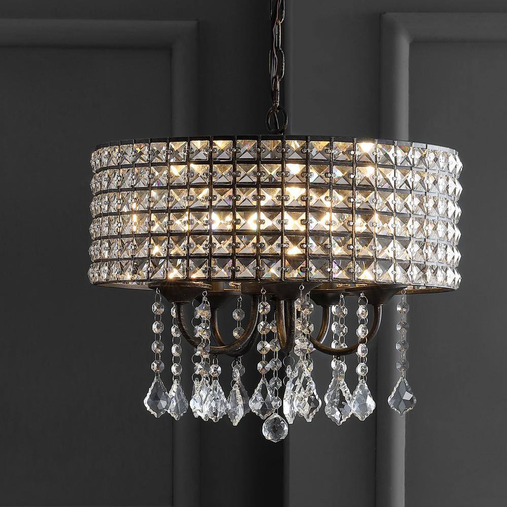 Reese 17" Black and Gold Iron LED Drum Pendant