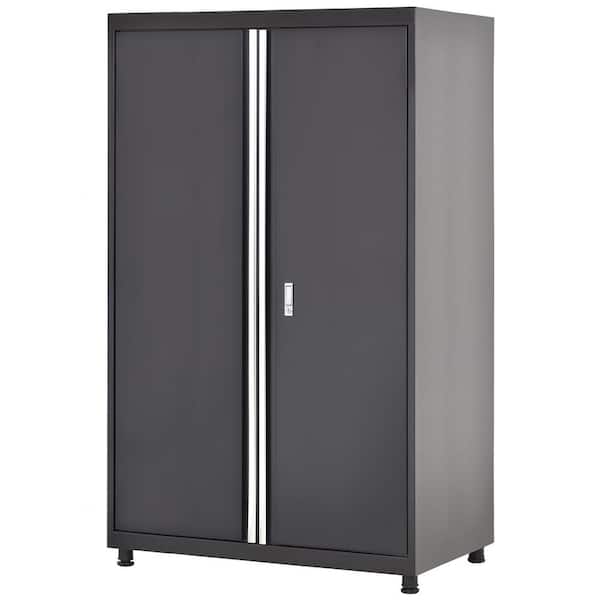 Pre-Assembled 46 in. W x 72 in. H x 24 in. D 4-Shelf Steel Freestanding Garage Storage Cabinet in Matte Black
