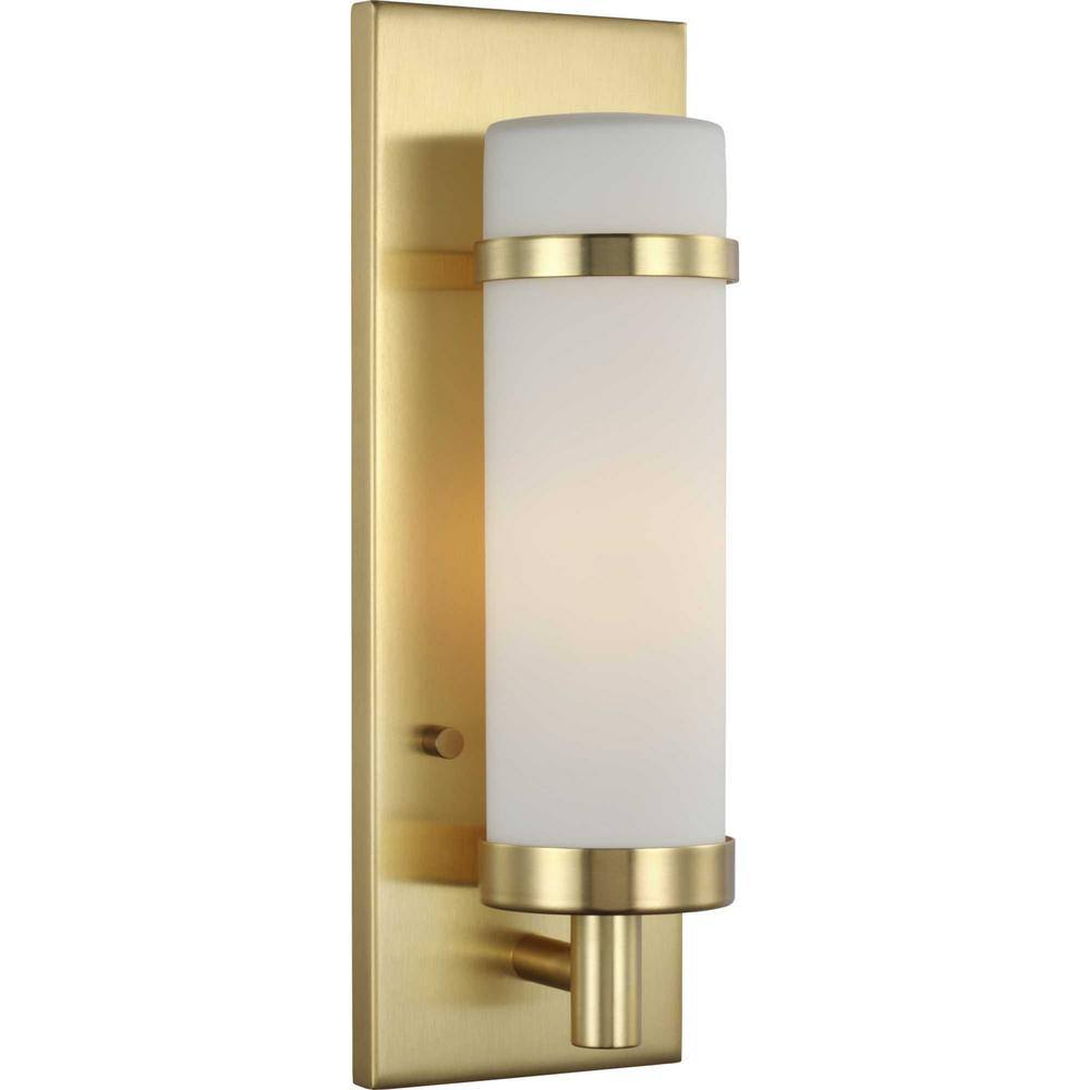 Hartwick Satin Brass Dimmable Wall Sconce with Etched Opal Glass