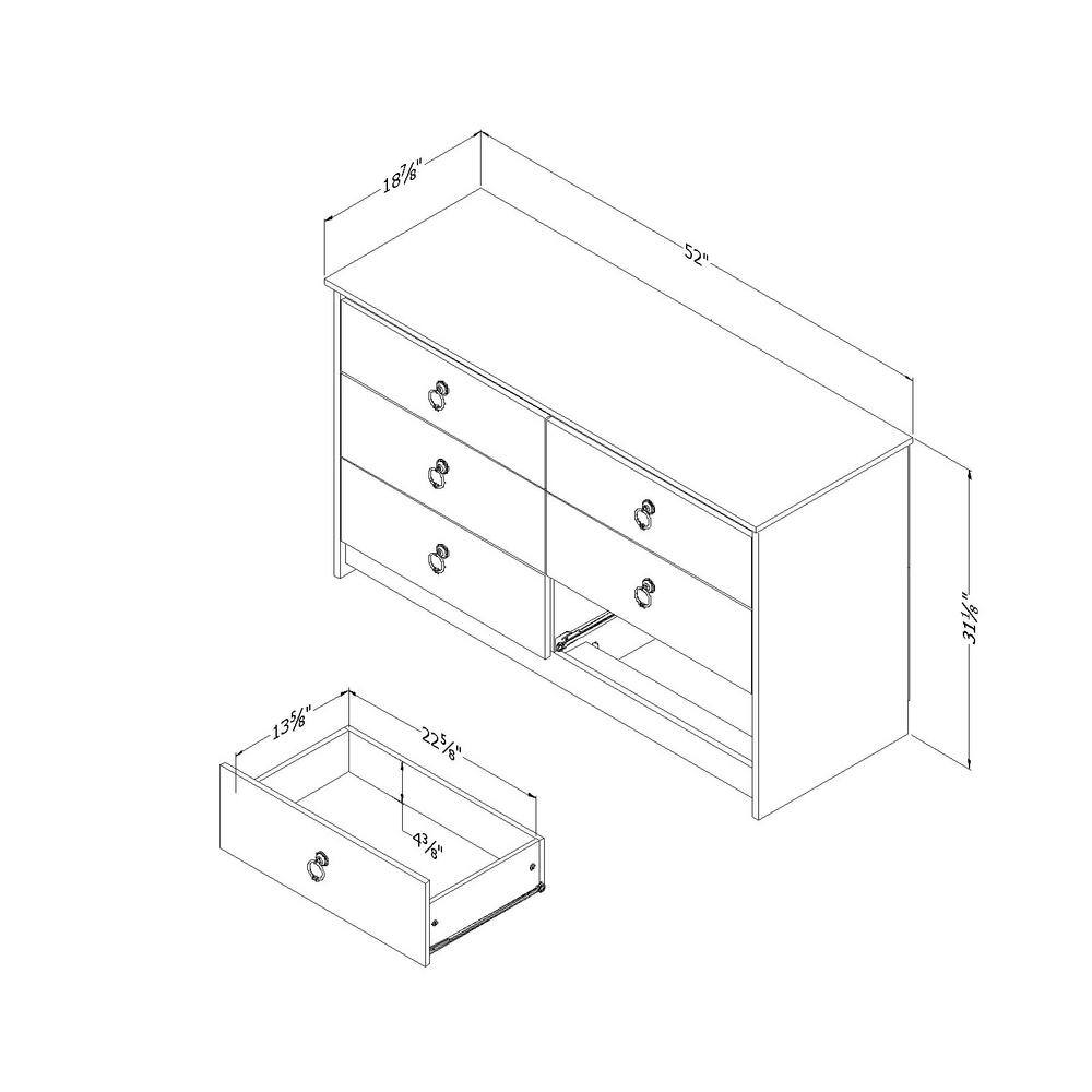 White and Weathered Oak Double Dresser with Soft Close Drawers
