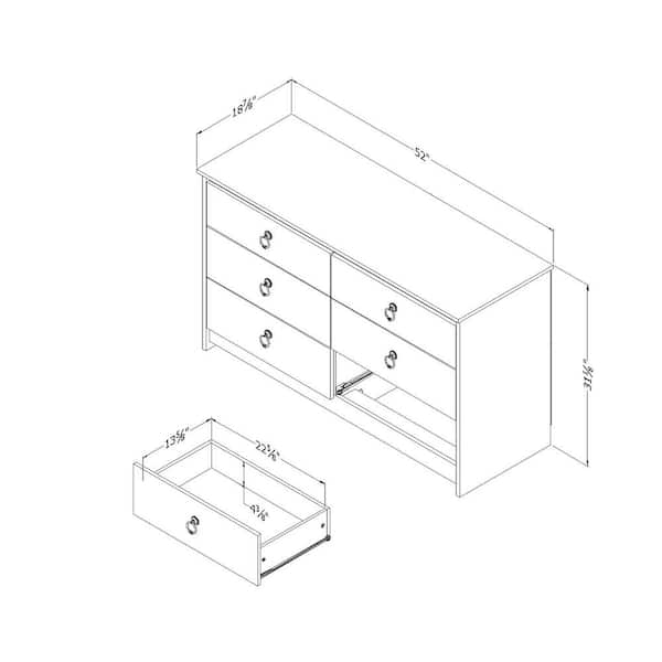 South Shore Plenny 6 Drawer White Wash And Weathered Oak Dresser 12235 The Home Depot