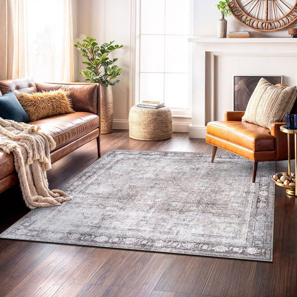 World Rug Gallery Vintage Inspired Machine Washable Non Slip Olive