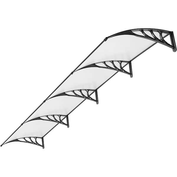 12.8 ft. Polycarbonate Transparent Window Door Awning with Black Bracket