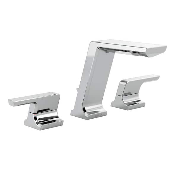 Delta Pivotal 8 in. Widespread Double Handle Bathroom Faucet in Lumicoat Chrome