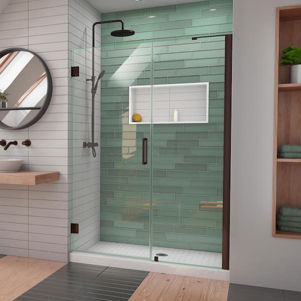 DreamLine Unidoor-LS 53 in. to 54 in. W x 72 in. H Frameless Hinged Shower Door in Oil Rubbed Bronze