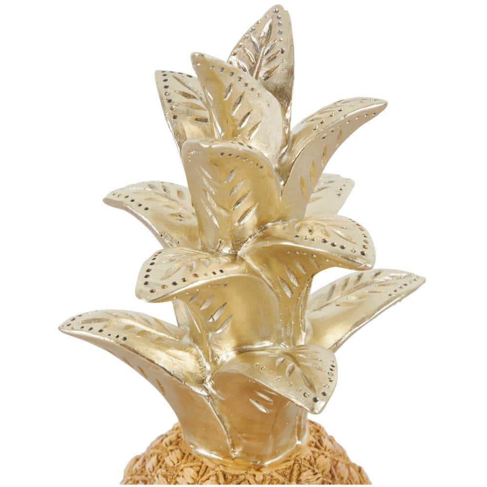 Gold and White Resin Pineapple Decorative Sculpture