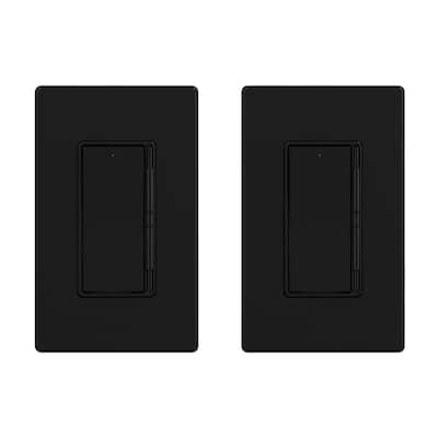 Slide Dimmer Switch for Dimmable LED ,CFL,Incandescent Bulbs ,Single Pole/ 3-Way, Wall Plate Included, Black (2-Pack)