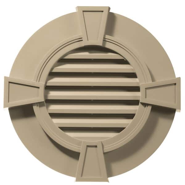 Builders Edge 30 in. x 30 in. Round Brown/Tan Plastic Weather Resistant Gable Louver Vent