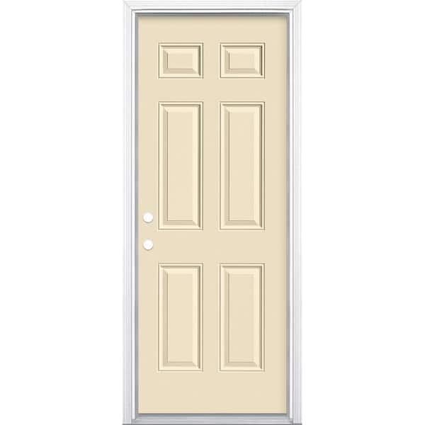 Masonite 30 in. x 80 in. 6-Panel Right-Hand Inswing Painted Steel Prehung Front Exterior Door with Brickmold