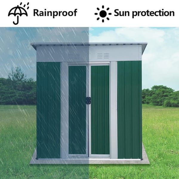 Sudzendf 3 ft. W x 5 ft. D Green Metal Storage Shed with Aluminum