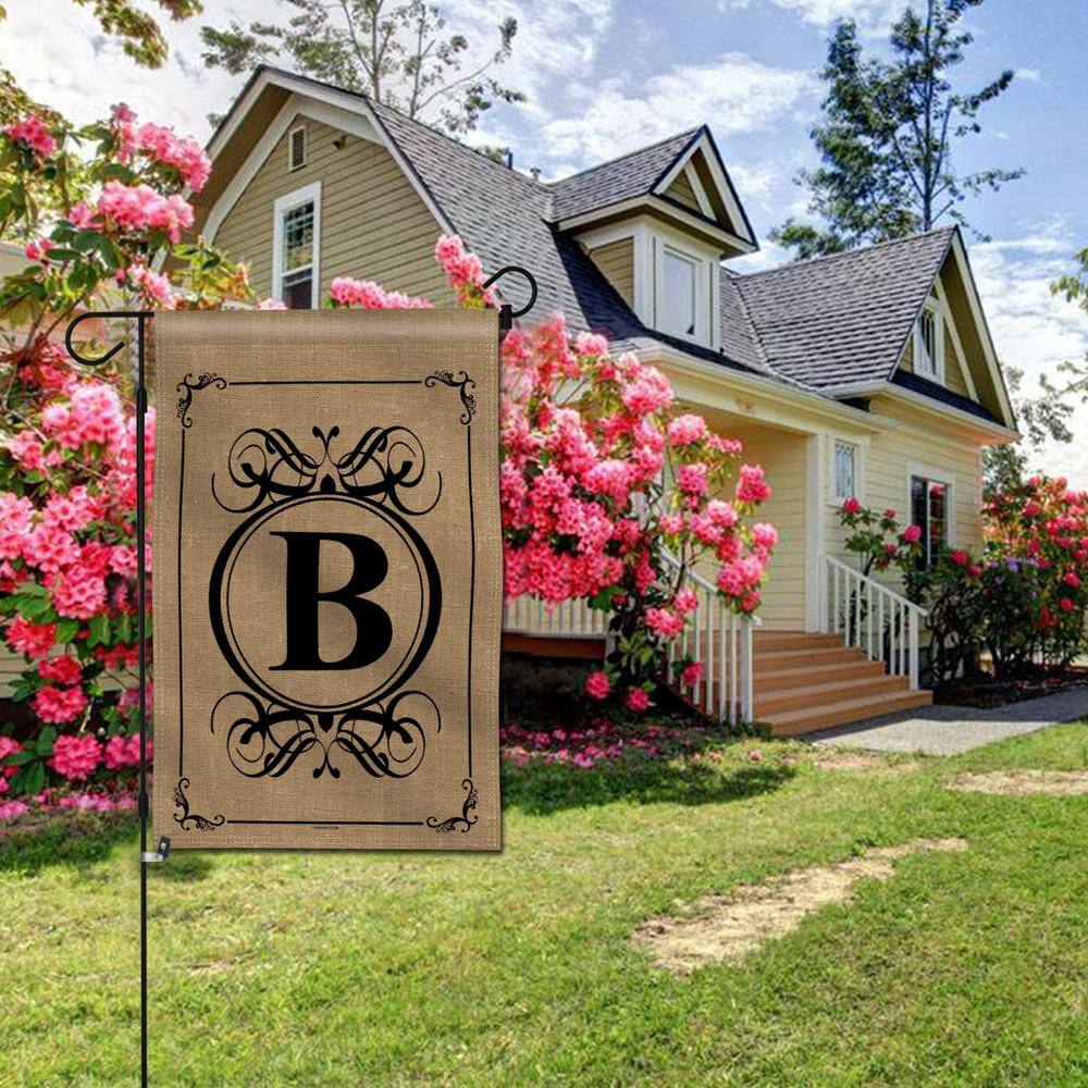 Classic Monogram Letter B Beige Polyester Garden Flag