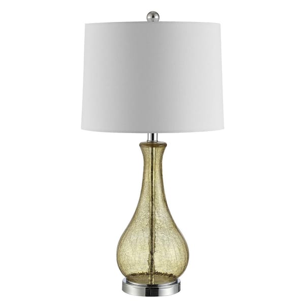 SAFAVIEH Finnley 27. 5 in. Amber Crackle Table Lamp with Off White Shade