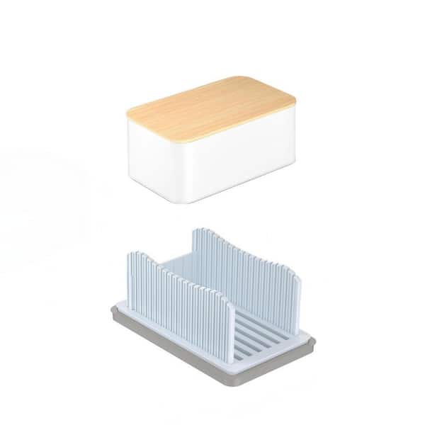 Bread Slicer with Tray, Adjustable Foldable Cutting Guide for Homemade Bread, Compact Slicing Tool with Storage Box