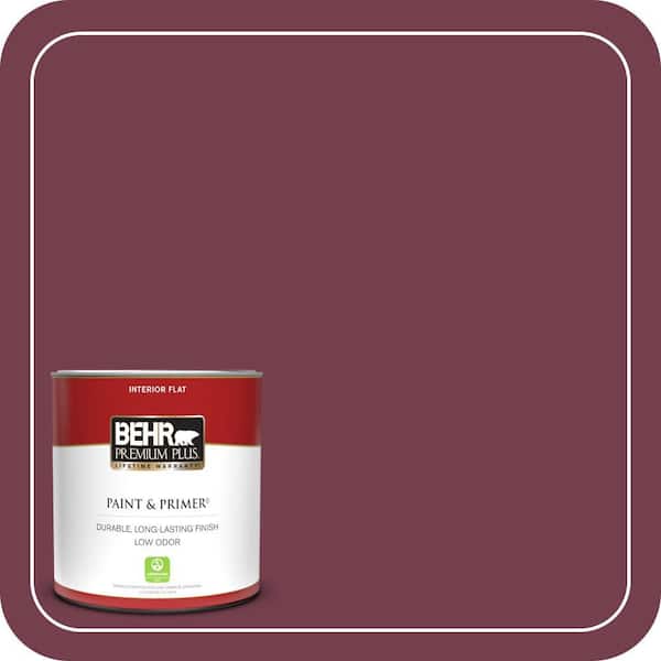 BEHR PREMIUM PLUS 1 qt. #T11-4 Blood Rose Flat Low Odor Interior Paint & Primer