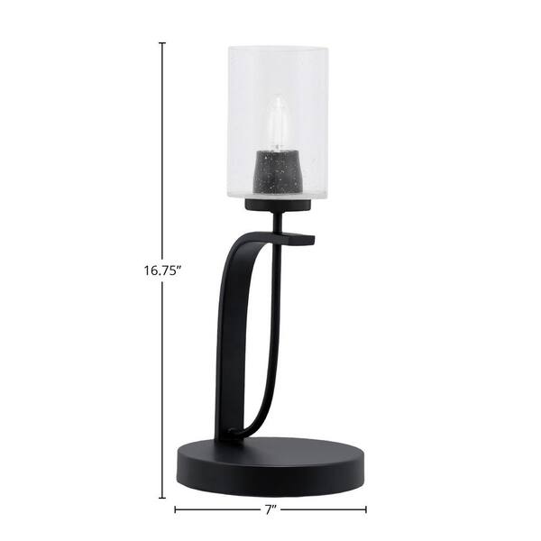 Unbranded Olympia 16.75 in. Matte Black Piano Desk Lamp with Clear Bubble Glass Shade