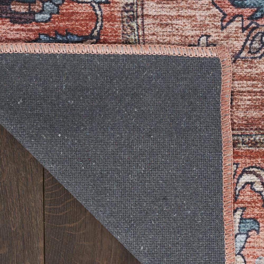 Ivory and Brick 5' x 7' Reversible Flat Woven Synthetic Rug