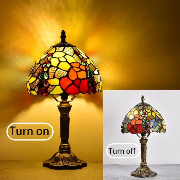 Latepis Decorative Multi-Colored Tiffany-Style Table Lamp Bronze  Finish Classic Rose Bedside Lamp GHTL20100