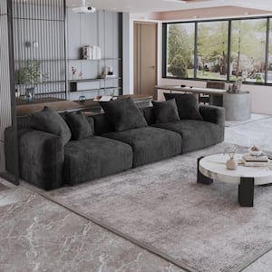 141.71 in. Square Arm Corduroy Velvet 3-Pieces Modular Free Combination Sectional Sofa in Black