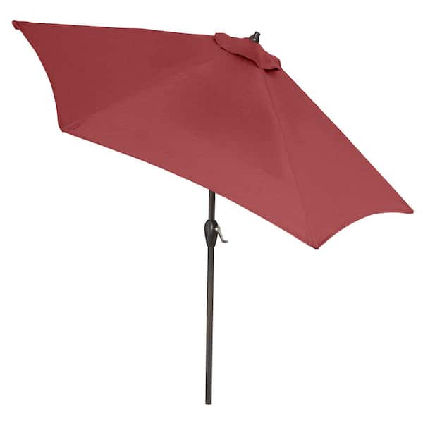 Hampton Bay 10 ft. Aluminum Auto-Tilt Market Outdoor Patio Umbrella in Chili Red