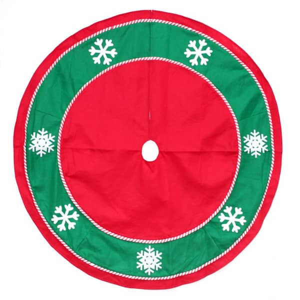 Northlight 48 in. Red and Green Snowflakes Christmas Tree Skirt