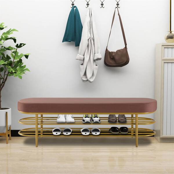 Velvet shoe storage bench new arrivals