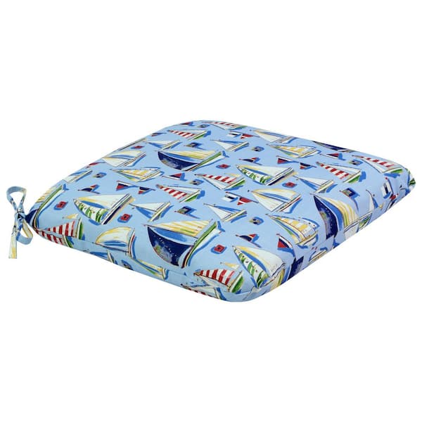 Hampton Bay 20 in x 20 in. Square Outdoor Seat Cushion in Sail Away Surf