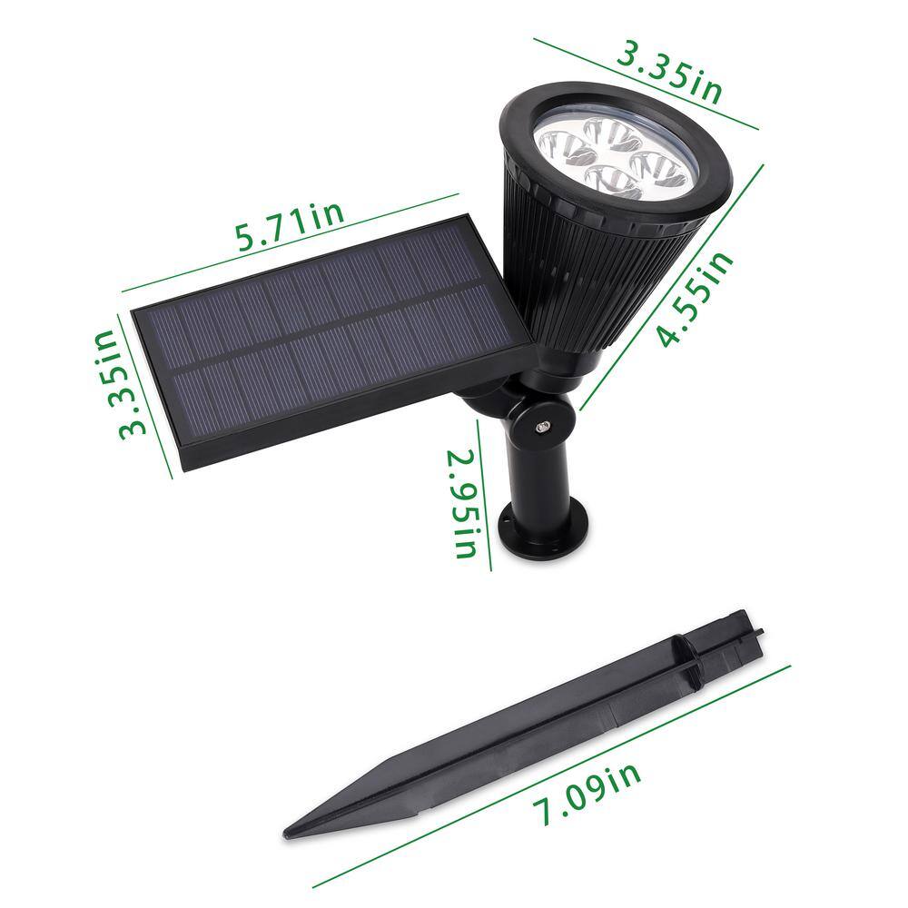 Black Solar Powered Adjustable LED Landscape Spotlights, 2-Pack