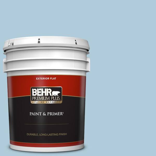 BEHR PREMIUM PLUS 5 gal. #S500-2 Essex Blue Flat Exterior Paint & Primer