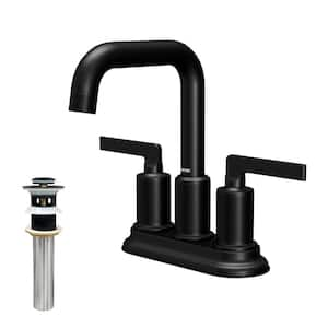 Gillingham Centerset 2-Handle Two Hole Bathroom Faucet with Matching Pop-up Drain in Matte Black