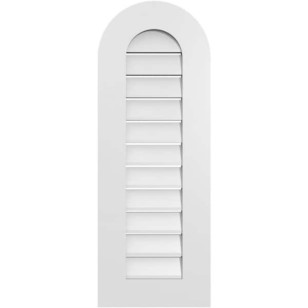 Ekena Millwork 14 in. x 38 in. Round Top Surface Mount PVC Gable Vent: Functional with Standard Frame