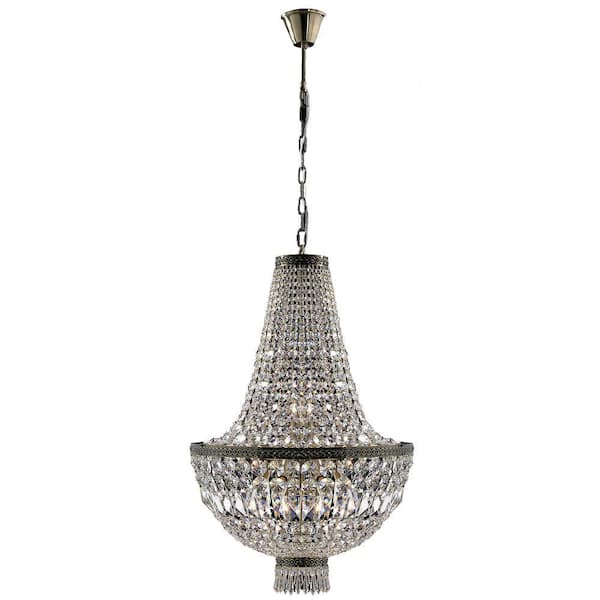 Worldwide Lighting Metropolitan Collection 8-Light Antique Bronze and Clear Crystal Chandelier