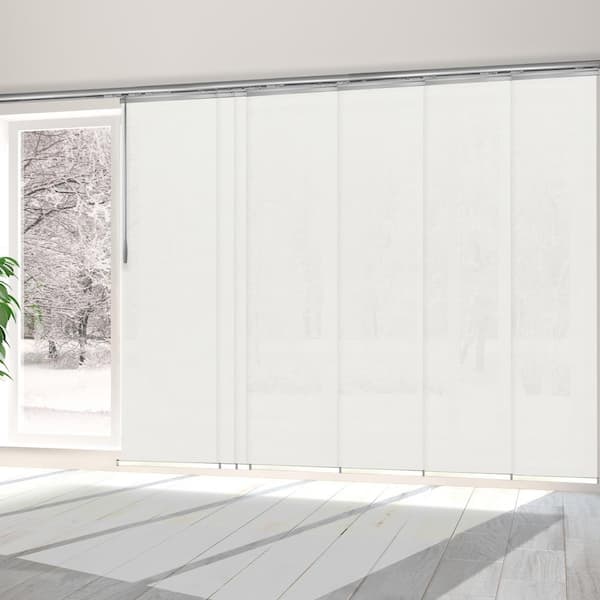 EMOH Dove 110 in.- 153 in. W x 116 in. L Adjustable 7-Panel Satin Nickel Single Rail Panel Track with 23.5 in. Slates