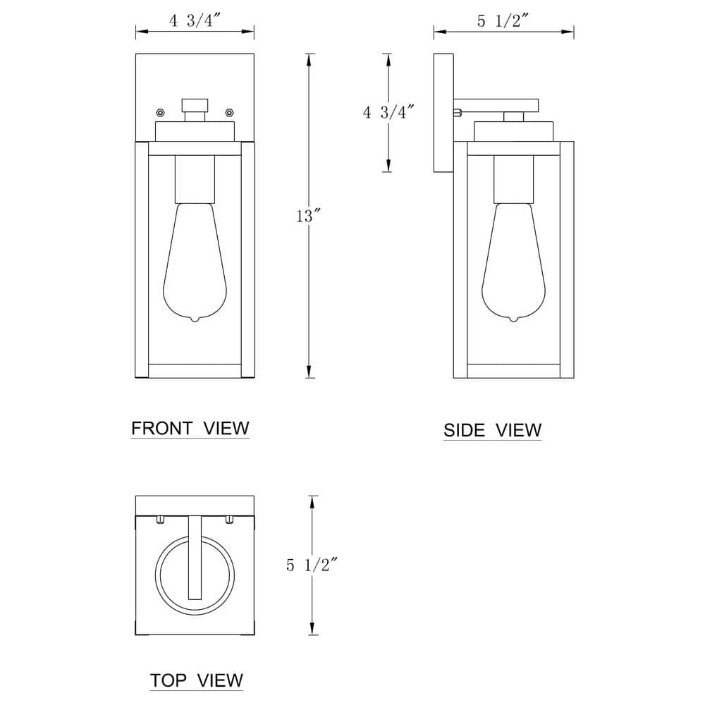 Matte Black Modern Outdoor Wall Lantern Sconce with Clear Glass