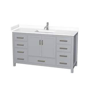 Sheffield 60 in. W x 22 in. D Single Bath Vanity in Gray with Cultured Marble Vanity Top in White with White Basin