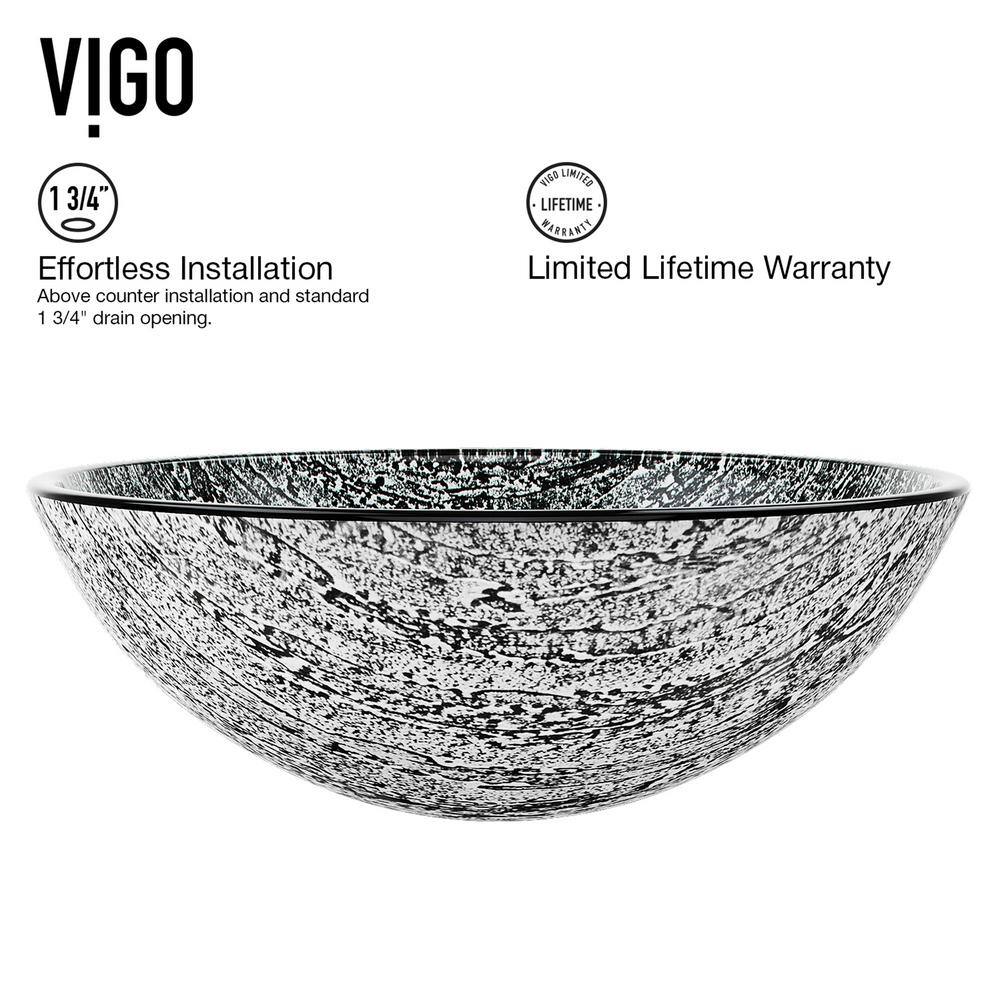 Titanium Gray Glass Vessel Sink with Modern Brushed Nickel Faucet