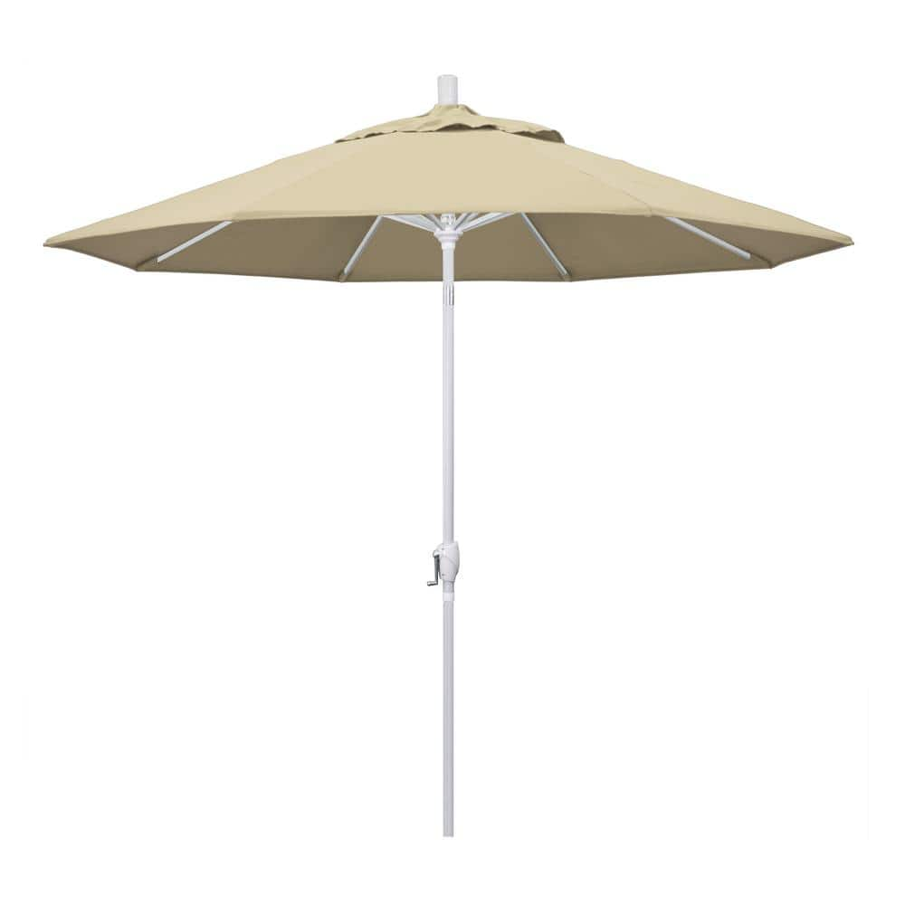 California Umbrella 9 ft. White Aluminum Pole Market Aluminum Ribs Push ...