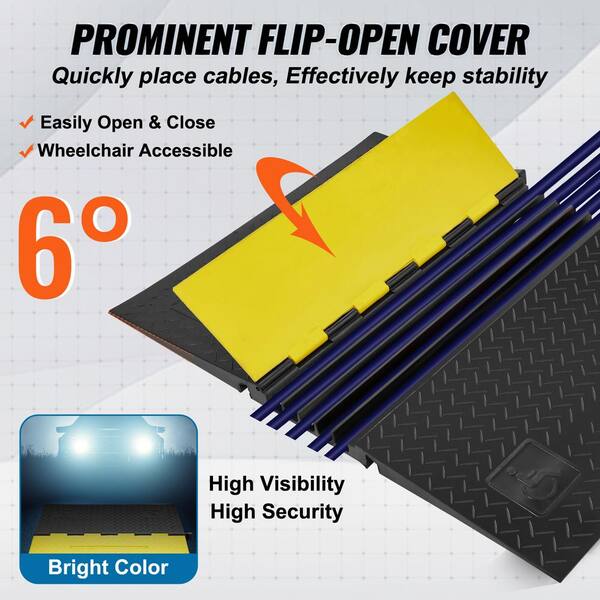 Pyle Cable Protective Ramp Cover – Dual Channel, Flip-Open Top, 44,000 Lbs Capacity, Indoor/Outdoor, 39.4″ X 9.64″