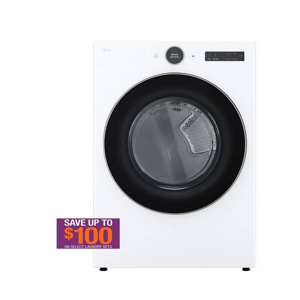 LG 7.4 cu. ft. Vented Stackable SMART Electric Dryer in White with TurboSteam and AI Sensor Dry
