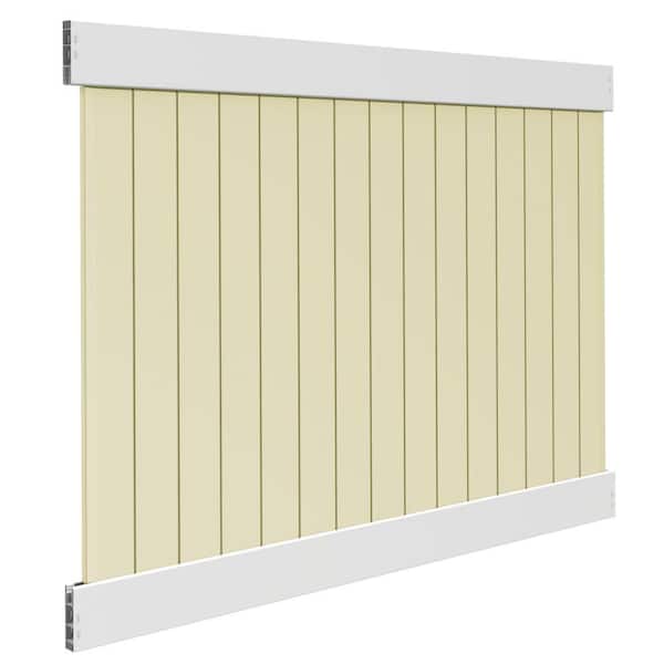 Linden 6 ft. x 8 ft. White Vinyl Fence Privacy Framed Flat Panel Kit with Sand Infill