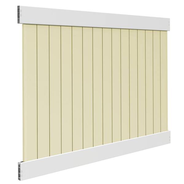 Linden 6 ft. x 8 ft. White Vinyl Fence Privacy Framed Flat Panel Kit with Sand Infill