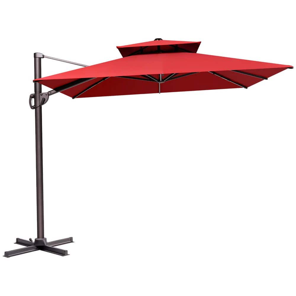 11.5 ft. x 9 ft. Double Top Heavy-Duty Frame Rectangular Cantilever Patio Umbrella in Red price history on PriceWatchPro