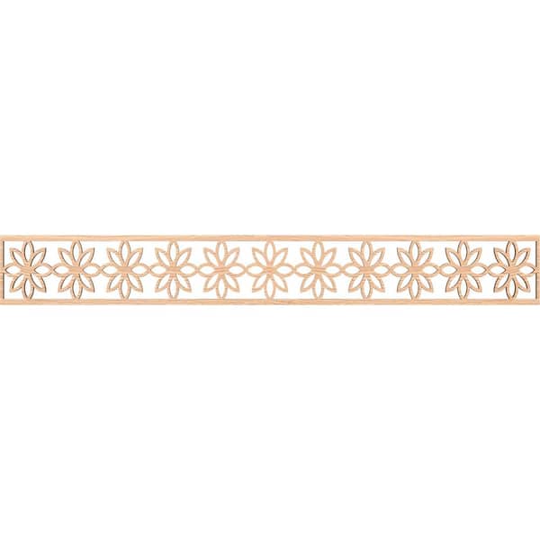 Ekena Millwork Daisy Fretwork 0.25 in. D x 46.5 in. W x 6 in. L Red Oak Wood Panel Moulding