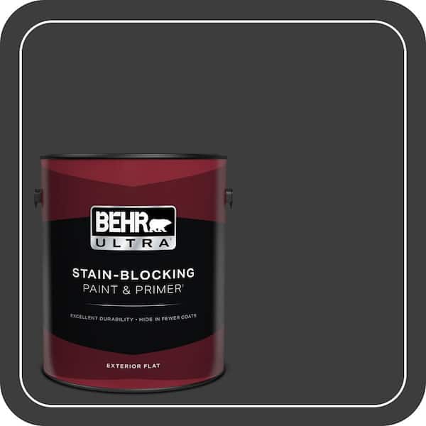 BEHR ULTRA 1 gal. #PPF-59 Raven Black Flat Exterior Paint & Primer