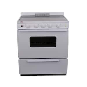 30 in. 3.91 cu. ft. 4-Burner Smooth Top Electric Range in. White, Power Cord Sold Separately, No Computer Parts Required