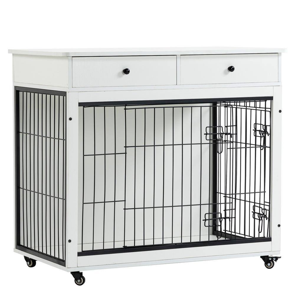 38.4 in. L x 23.2 in. W x 35 in. H Dog Crate Furniture Wooden Dog Crate End