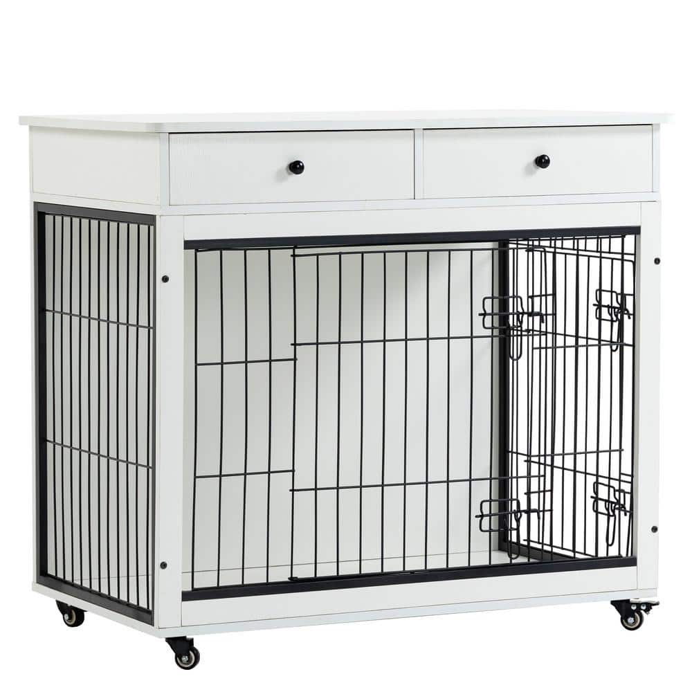 31.7 in. L x 23.2 in. W x 33 in. H Dog Crate Furniture Wooden Dog Crate End
