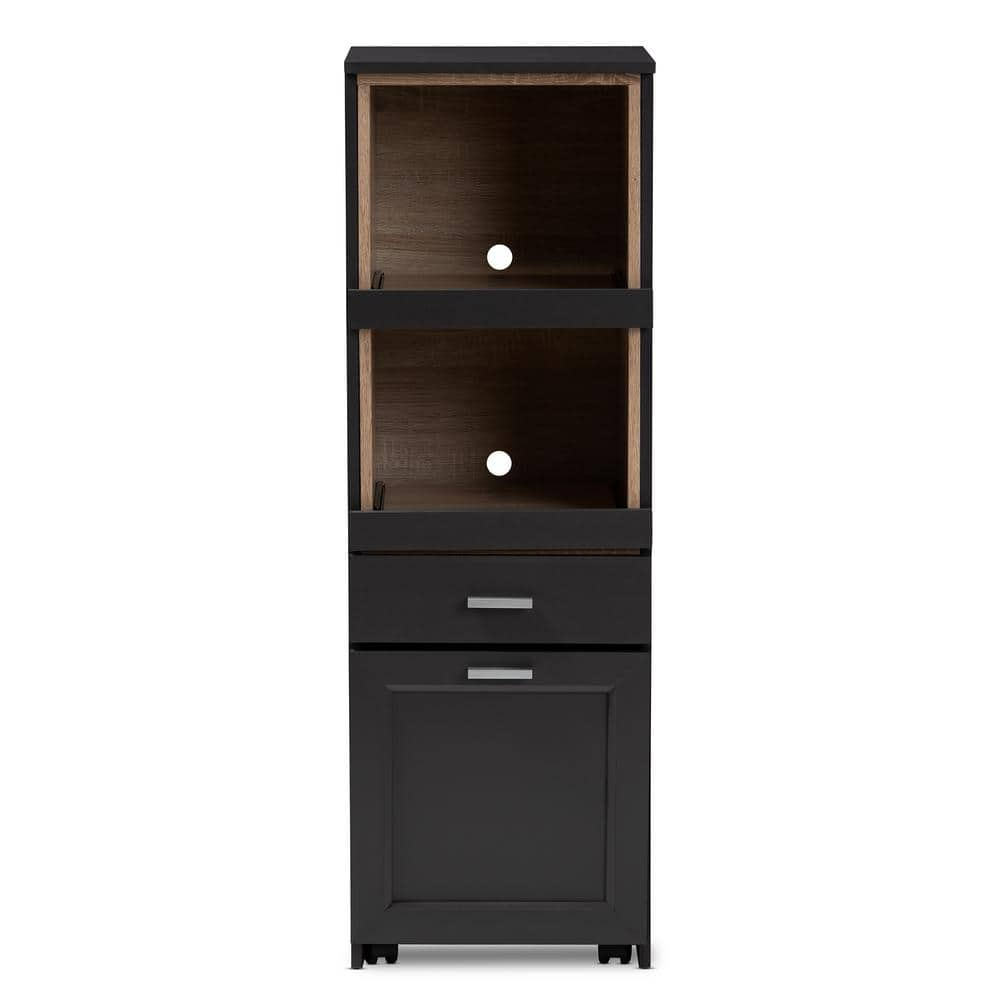 Baxton Studio Fabian Dark Gray and Oak Brown Kitchen Cabinet 147-8667 ...