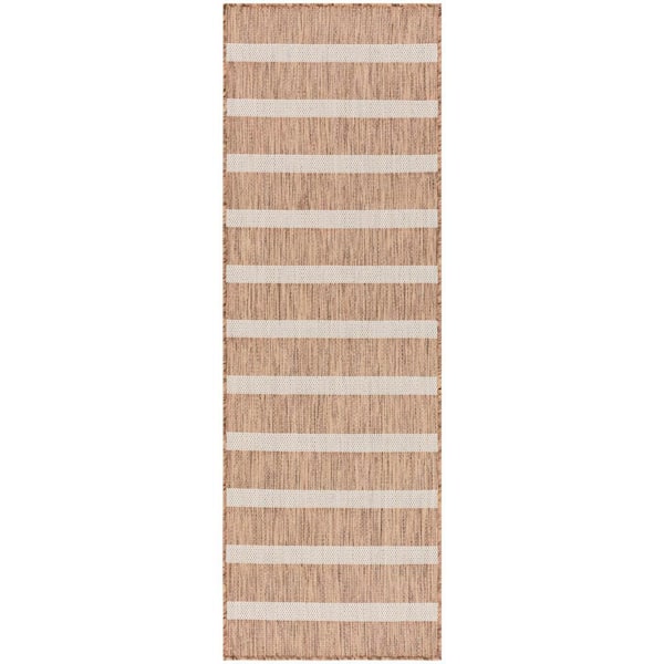 Positano Jute Ivory 2 ft. x 6 ft. Stripes Contemporary Runner Area Rug
