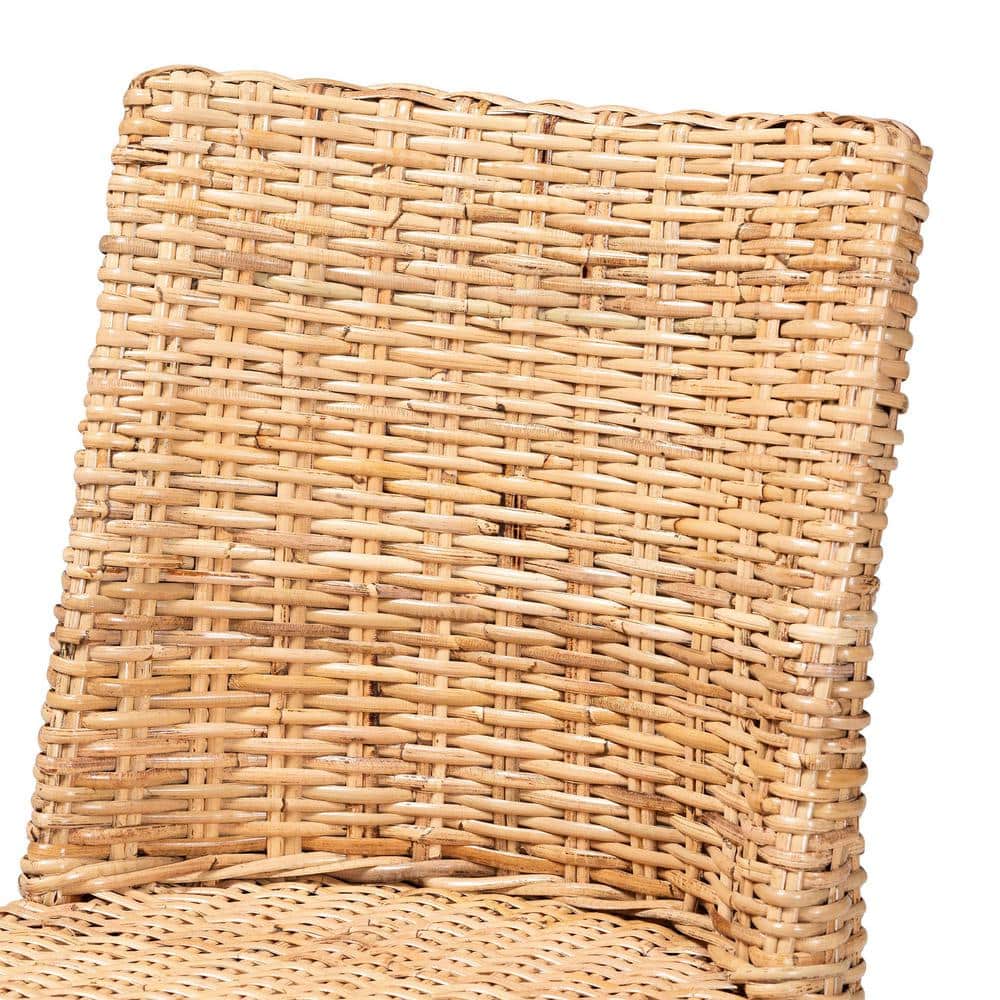 Light Honey Rattan and Mahogany Dining Side Chair